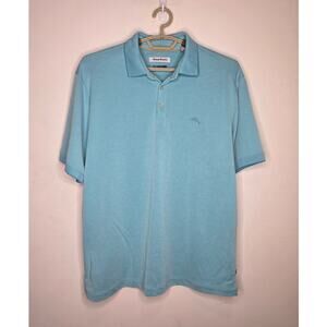 Tommy Bahama light teal blue short sleeve polo shirt - large
